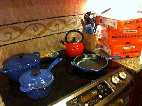 When I moved to SF, I donated my Circulon to jump to Le Creuset and what a jump it was! Learned an important trick- BAKING soda cleans this stuff like anything toxic/brand could. Sometimes I just let it soak in a light layer of it overnite if needed. Works EVERY time.